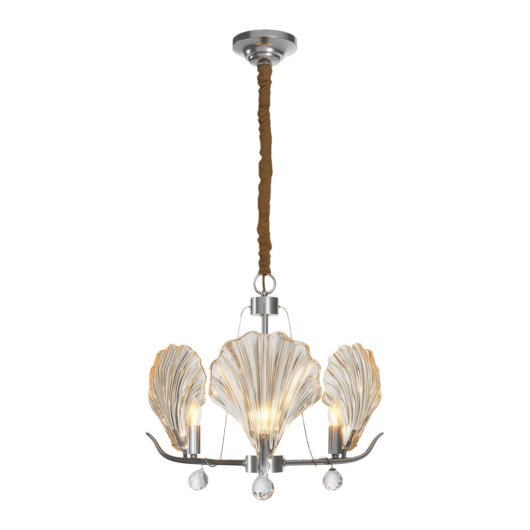Modern Copper and Glass Shell Chandelier Ceiling Light