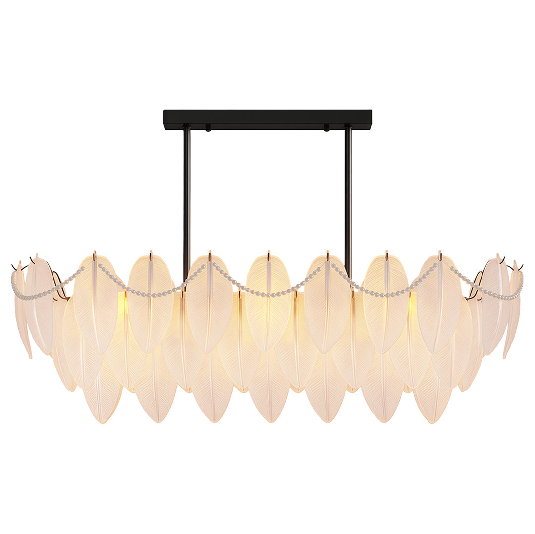 Modern Copper Pearl Feathers Chandelier Ceiling Light