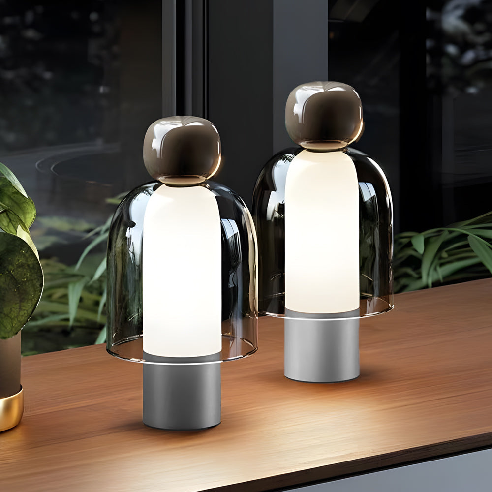 Human-Shaped LED Metal Table Lamp - Portable Glass Design