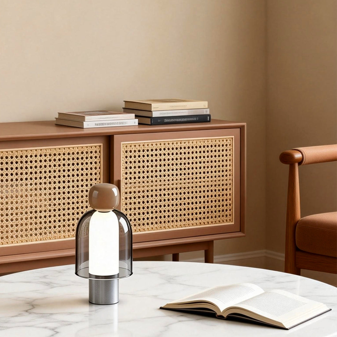 Human-Shaped LED Metal Table Lamp - Portable Glass Design