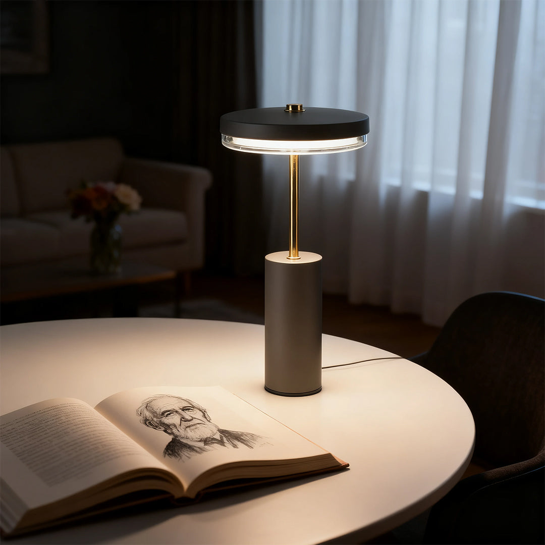 European Style Metal Cylinder Table Lamp - Decorative Lighting Accent