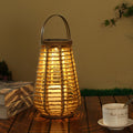Premium Rattan Solar Lantern - Waterproof LED Hanging Light with Hemp Rope