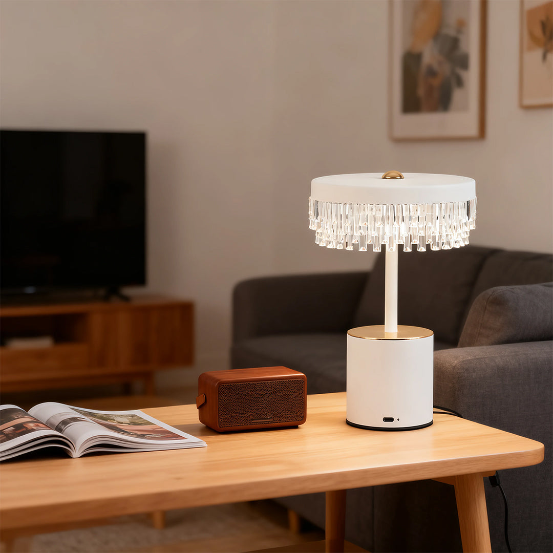 Minimalist Fringe Table Lamp with USB Charging