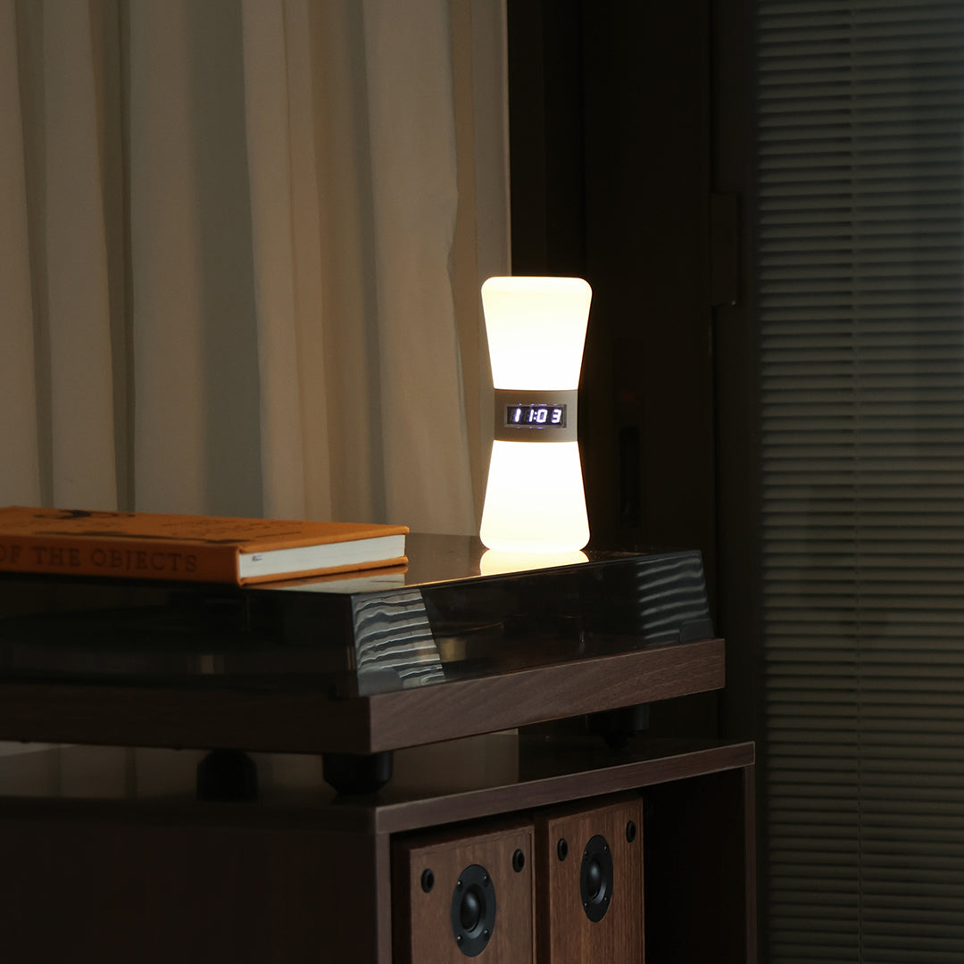 Premium White Hourglass Table Lamp with Countdown Gravity Sensor