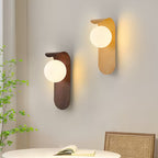 Mid-Century Minimalist Wood Grain LED Wall Lights