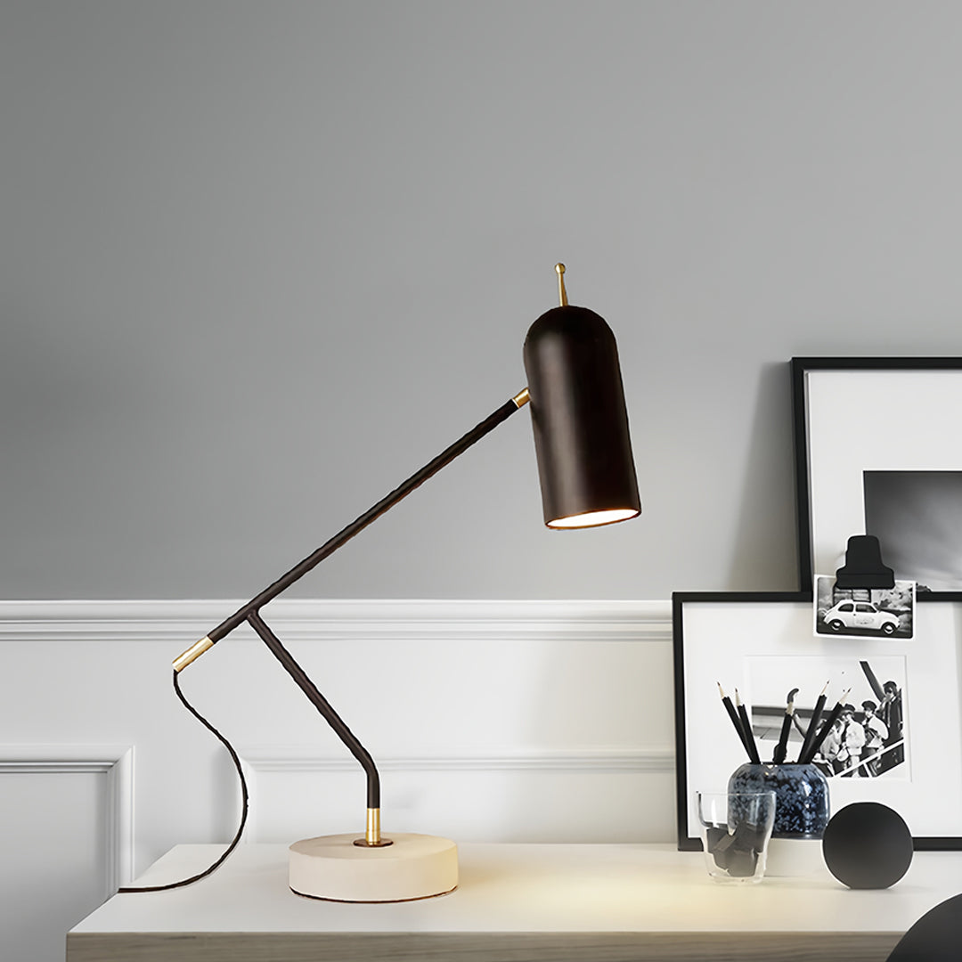 Modern Black Marble Desk Lamp - Elegant Minimalist Office Reading Light