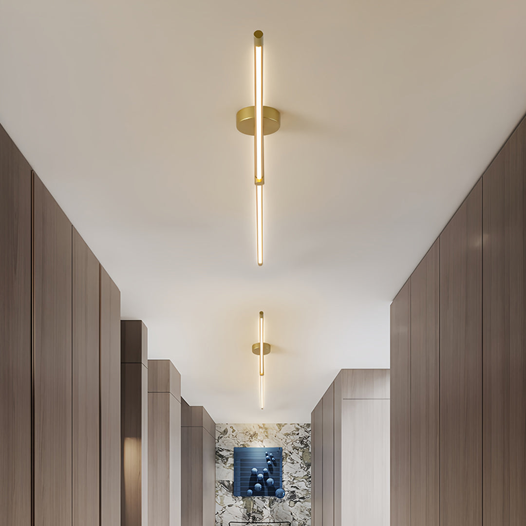 Minimalist Black and Gold LED Semi Flush Mount Ceiling Light