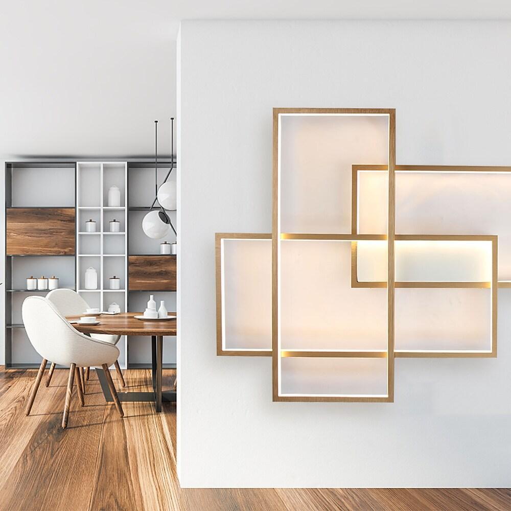 Aluminum Geometric Flush Mount LED Ceiling Light - Overlapping Rectangles Design