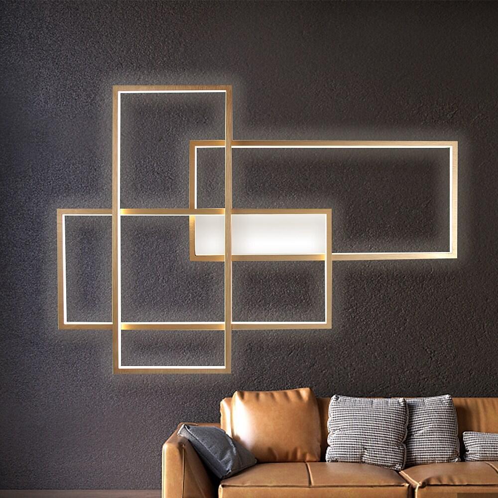 Aluminum Geometric Flush Mount LED Ceiling Light - Overlapping Rectangles Design