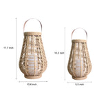 Premium Rattan Solar Lantern - Waterproof LED Hanging Light with Hemp Rope