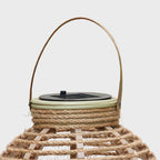 Premium Rattan Solar Lantern - Waterproof LED Hanging Light with Hemp Rope