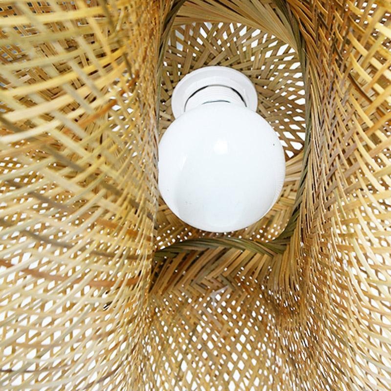 Modern Rustic Rattan Wave Pendant Light - Bamboo Ceiling Fixture