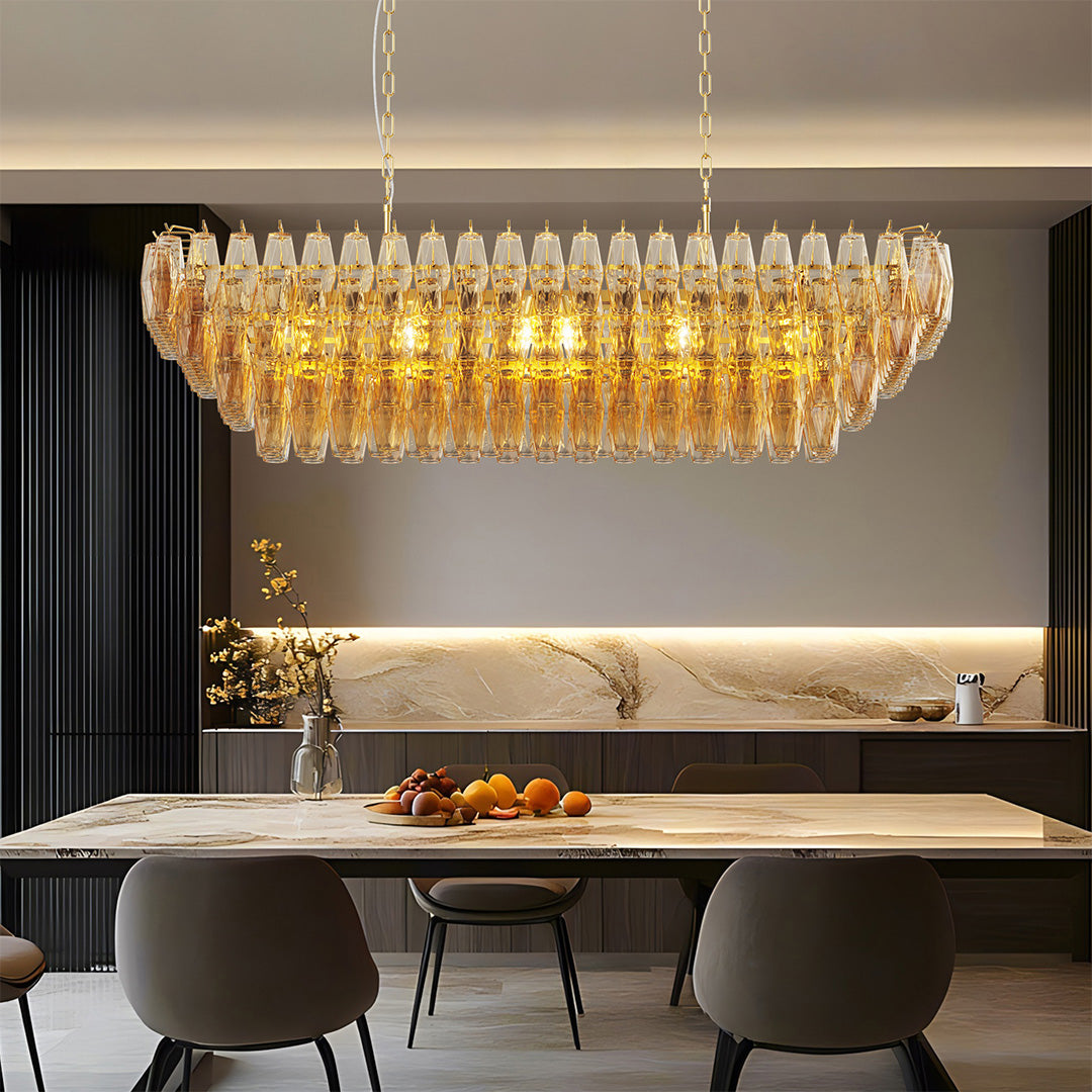 Luxury Multi-Head Glass Pendant Chandelier for Elegant Ceilings