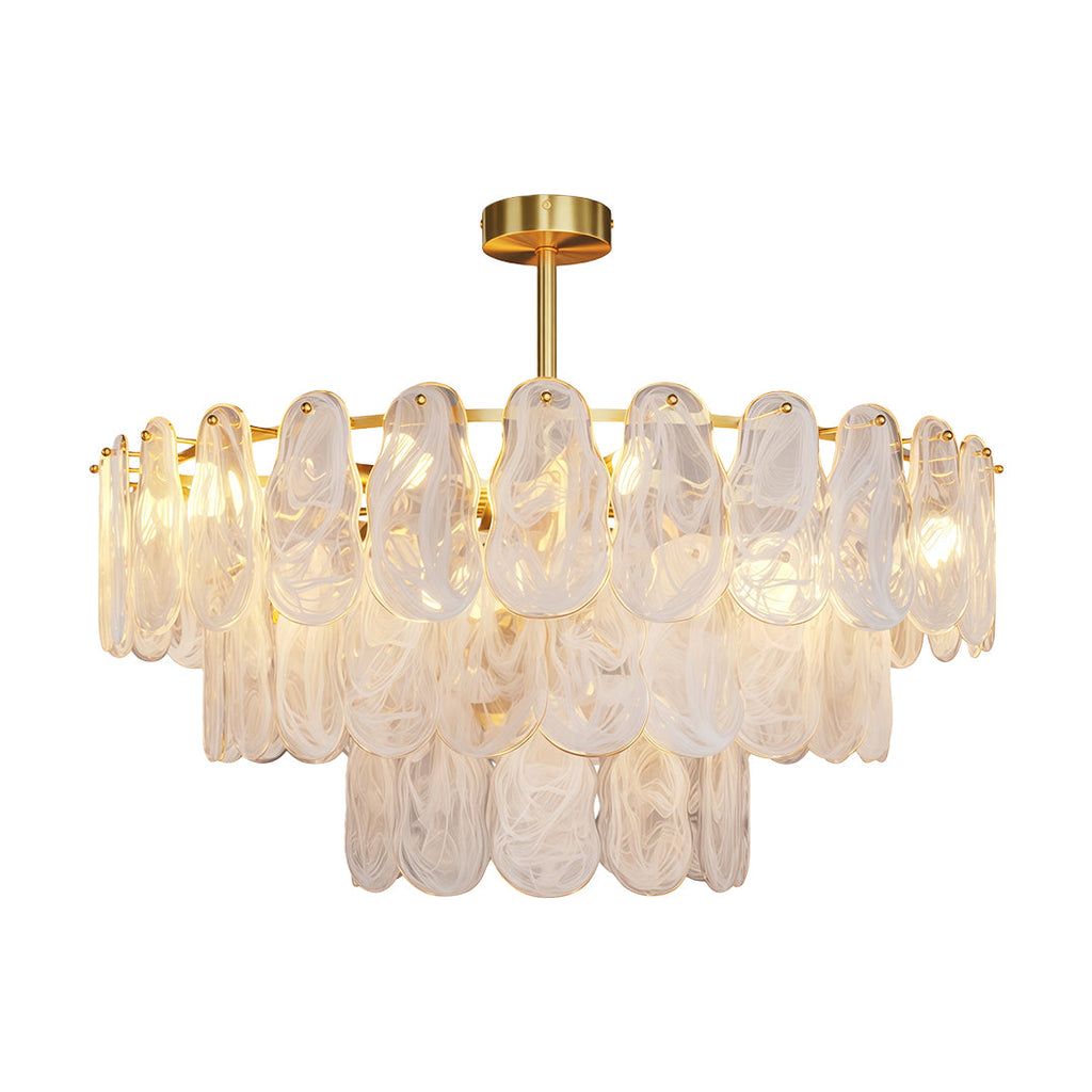 Midcentury Modern Copper and Glass Chandelier