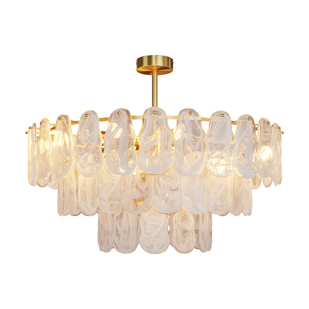 Midcentury Modern Copper and Glass Chandelier