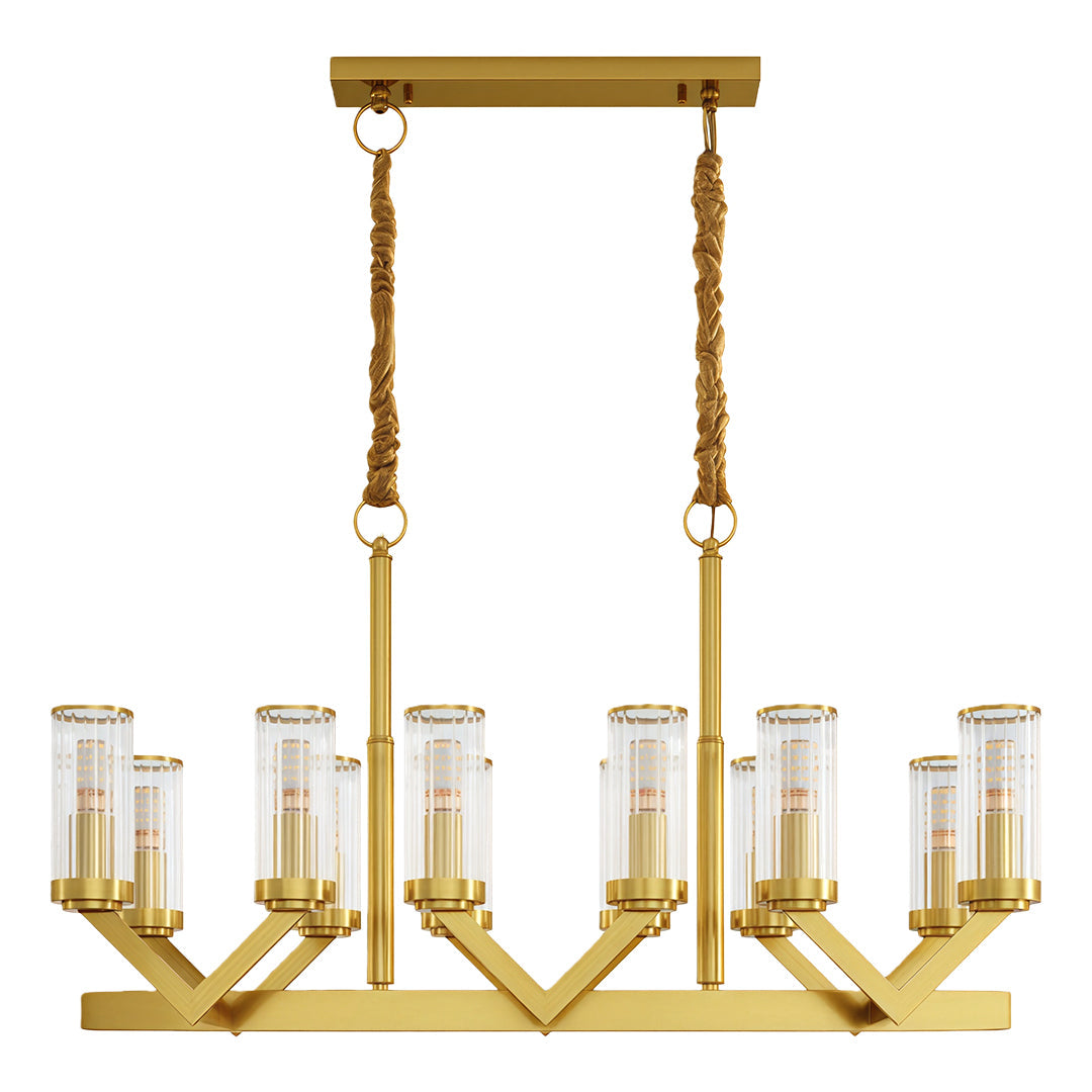 Luxury Copper Glass Drop Chandelier - Elegant Ceiling Light