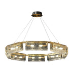 Luxury Rectangular Glass Chandelier with Brass Ceiling Fixture