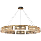Luxury Rectangular Glass Chandelier with Brass Ceiling Fixture