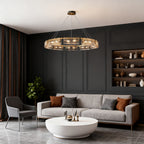 Luxury Rectangular Glass Chandelier with Brass Ceiling Fixture