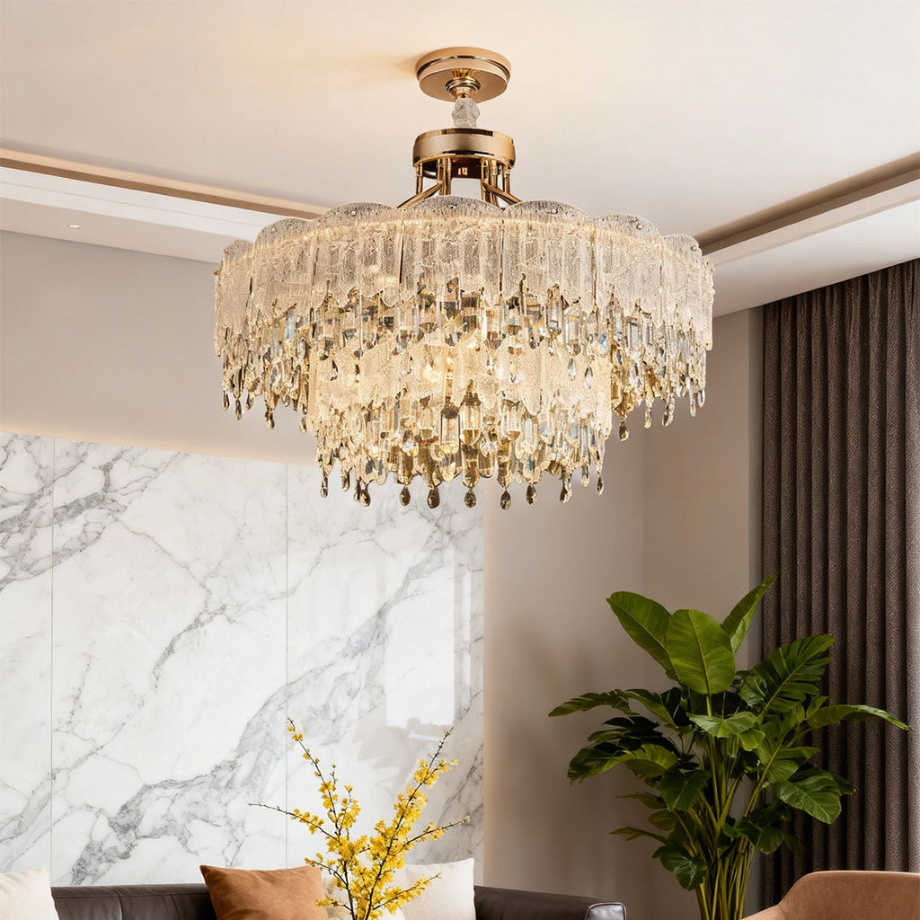 Luxury Crystal Glass Fringe Chandelier - Elegant Ceiling Light