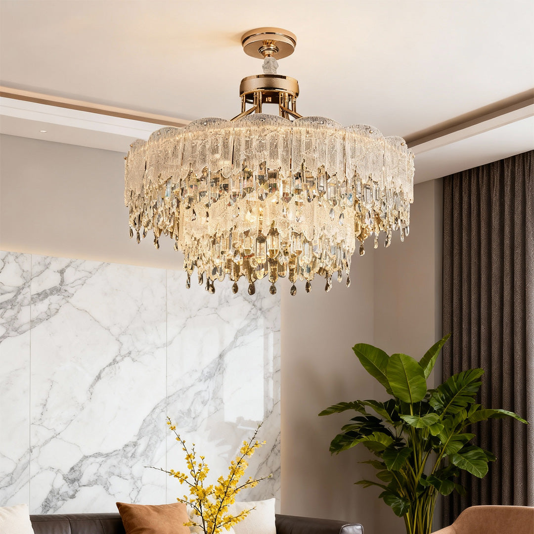 Luxury Crystal Glass Fringe Chandelier - Elegant Ceiling Light