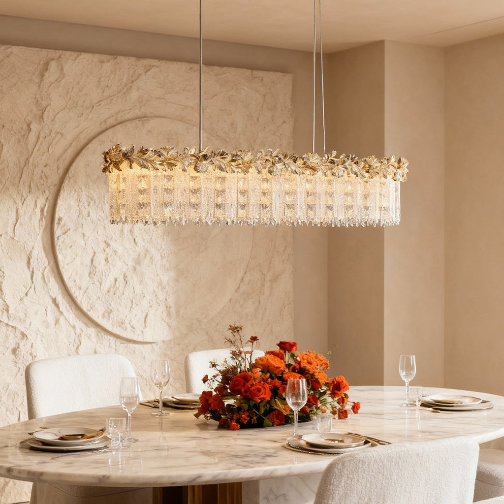 Gold Crystal Chandelier - French Minimalist Ceiling Light