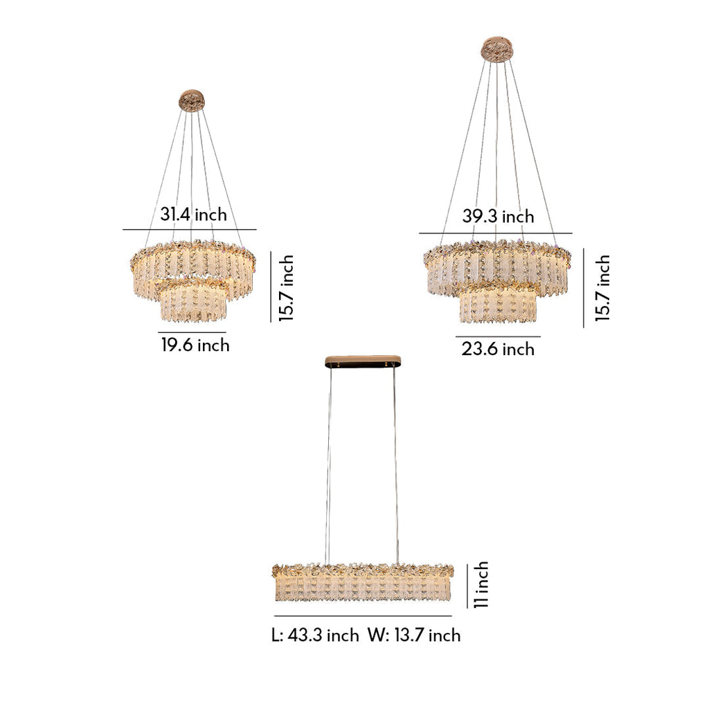 Gold Crystal Chandelier - French Minimalist Ceiling Light