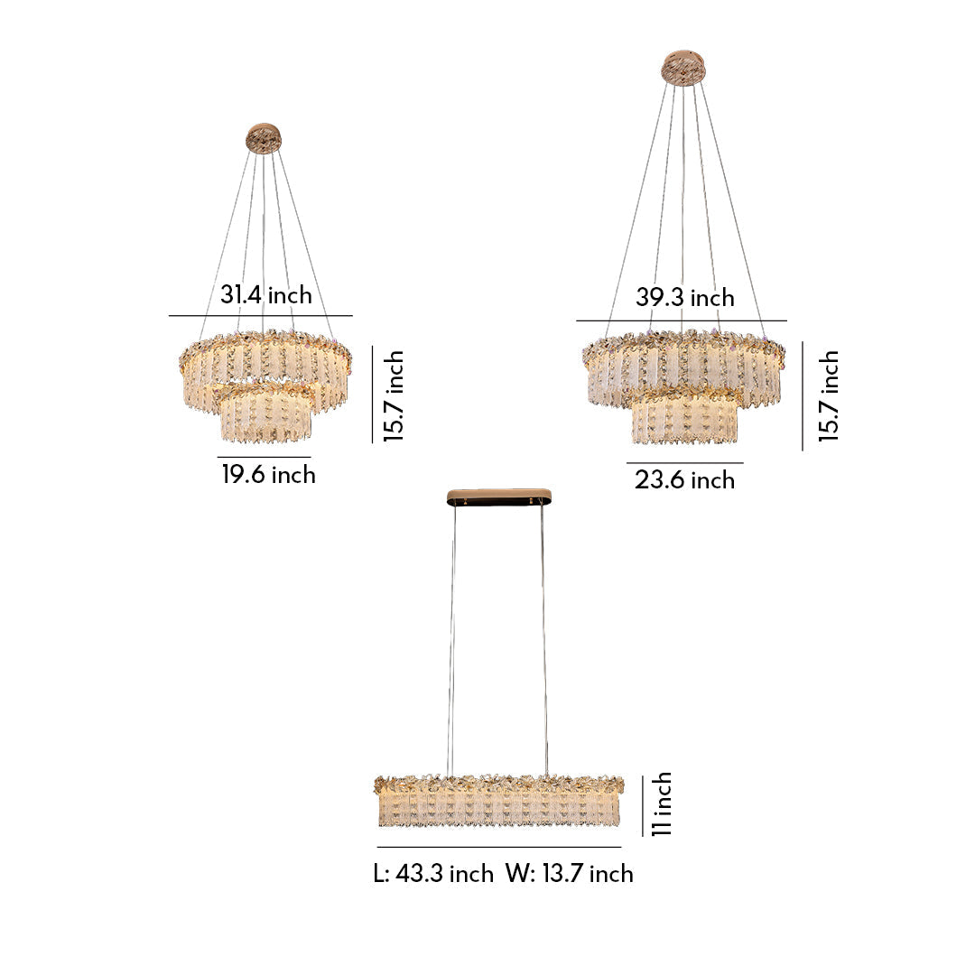 Gold Crystal Chandelier - French Minimalist Ceiling Light