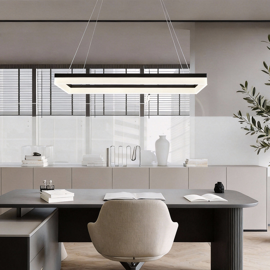 Modern Black Rectangular LED Pendant Ceiling Light