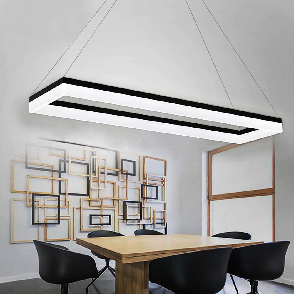Modern Black Rectangular LED Pendant Ceiling Light