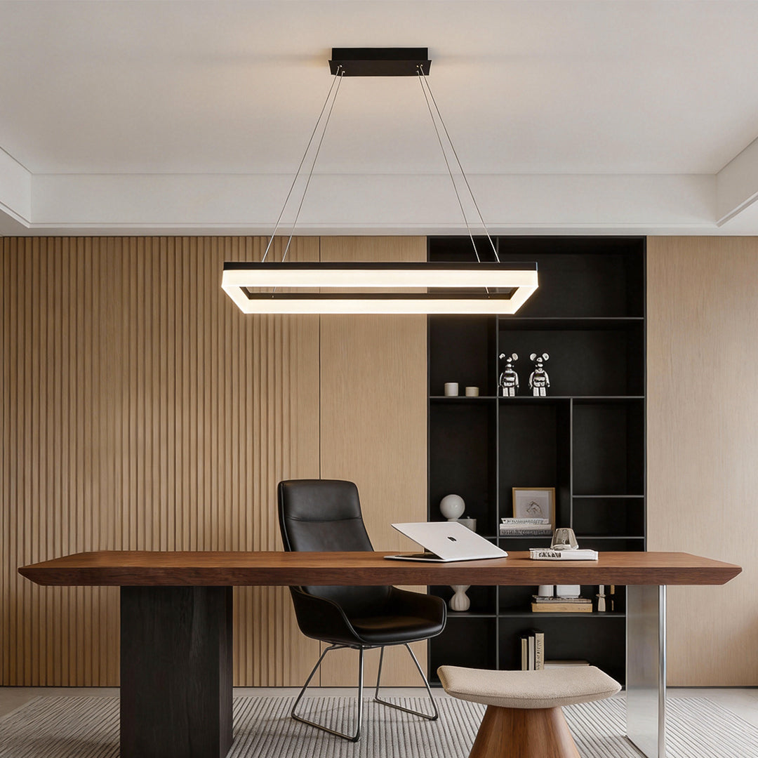 Modern Black Rectangular LED Pendant Ceiling Light