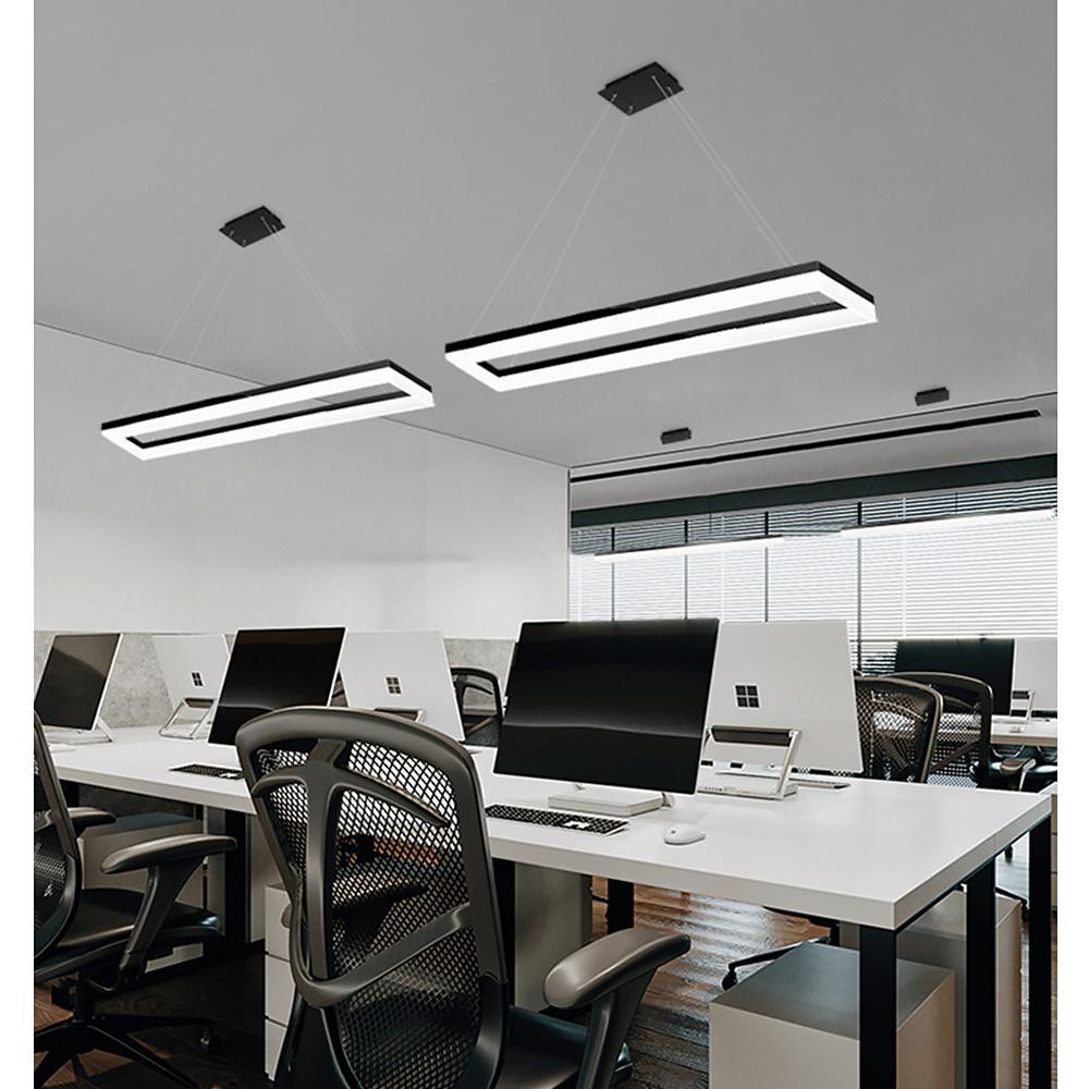 Modern Black Rectangular LED Pendant Ceiling Light