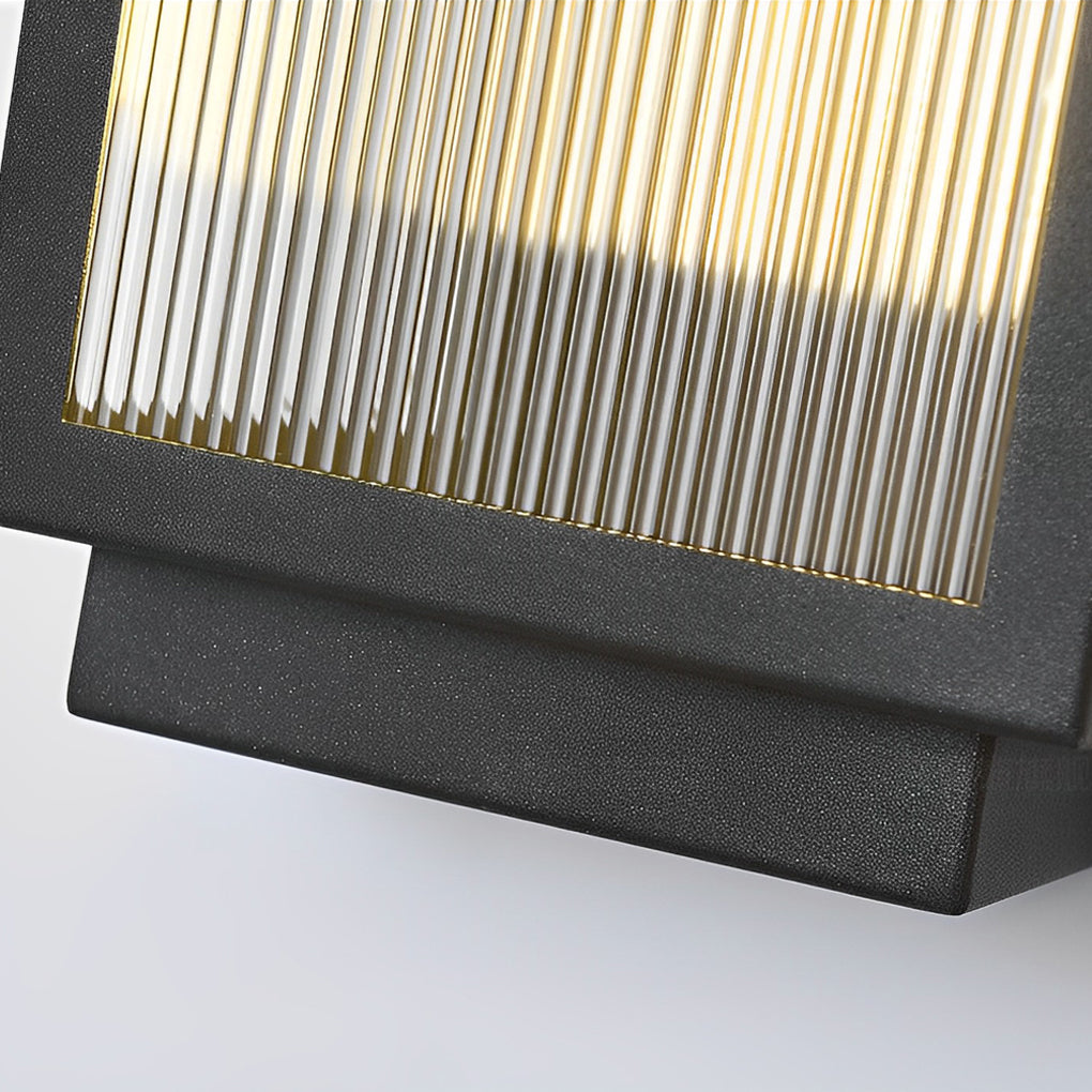 Modern Rectangular LED Outdoor Wall Light with Reeded Glass
