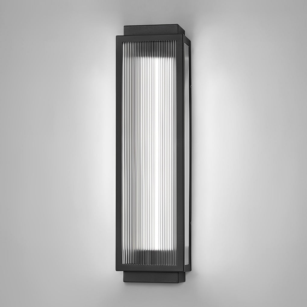Modern Rectangular LED Outdoor Wall Light with Reeded Glass