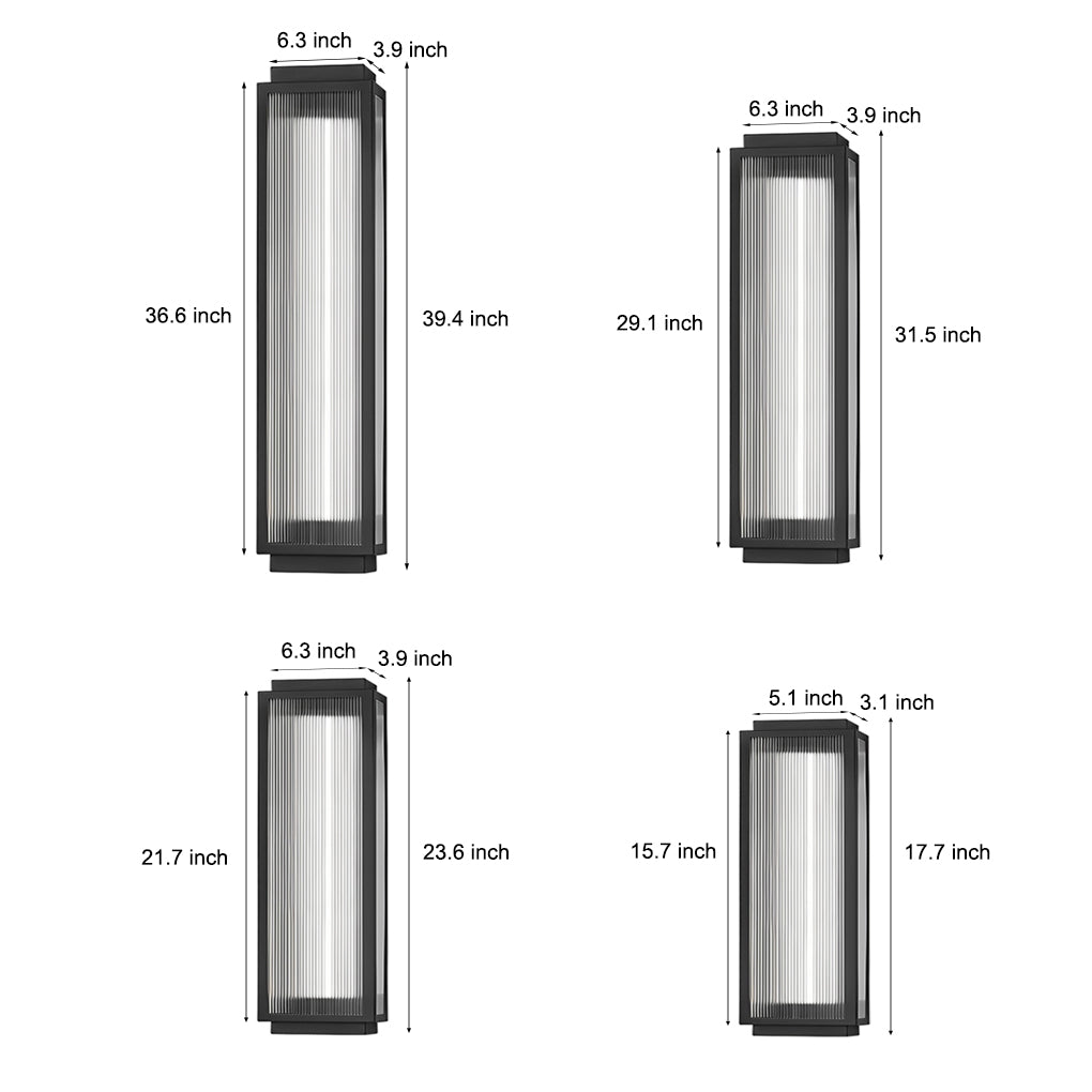Modern Rectangular LED Outdoor Wall Light with Reeded Glass