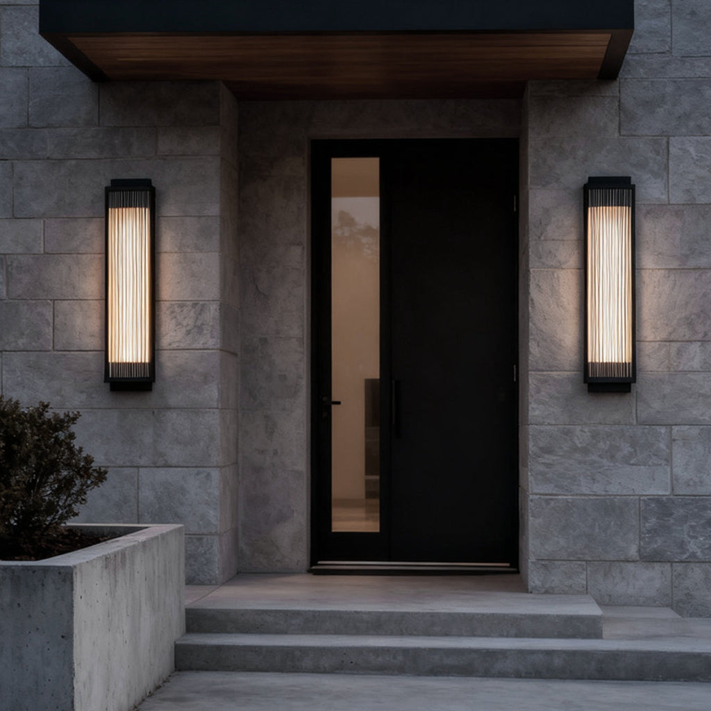 Modern Rectangular LED Outdoor Wall Light with Reeded Glass