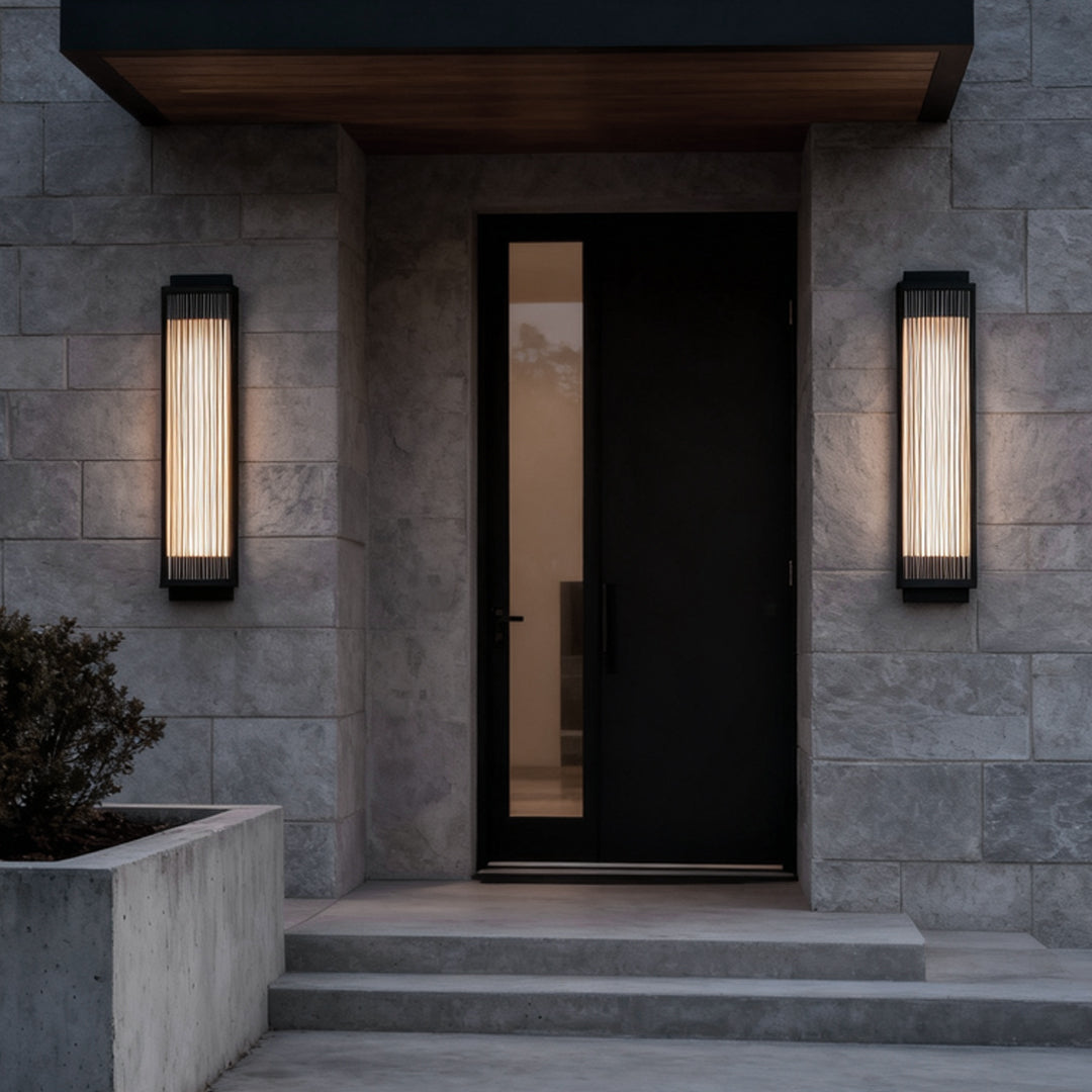 Modern Rectangular LED Outdoor Wall Light with Reeded Glass