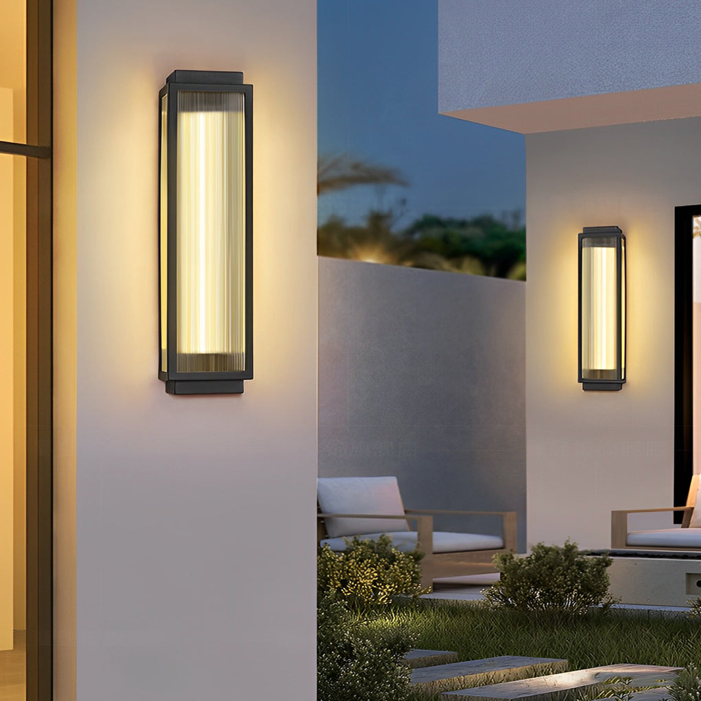 Modern Rectangular LED Outdoor Wall Light with Reeded Glass