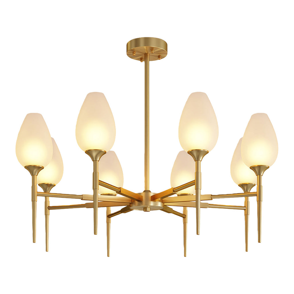 Modern Brass Glass Chandelier - Minimalist Ceiling Light