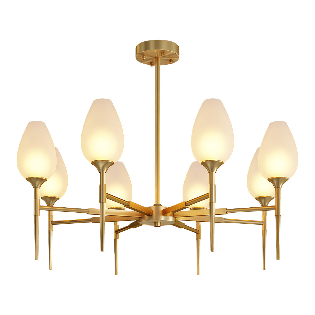 Modern Brass Glass Chandelier - Minimalist Ceiling Light