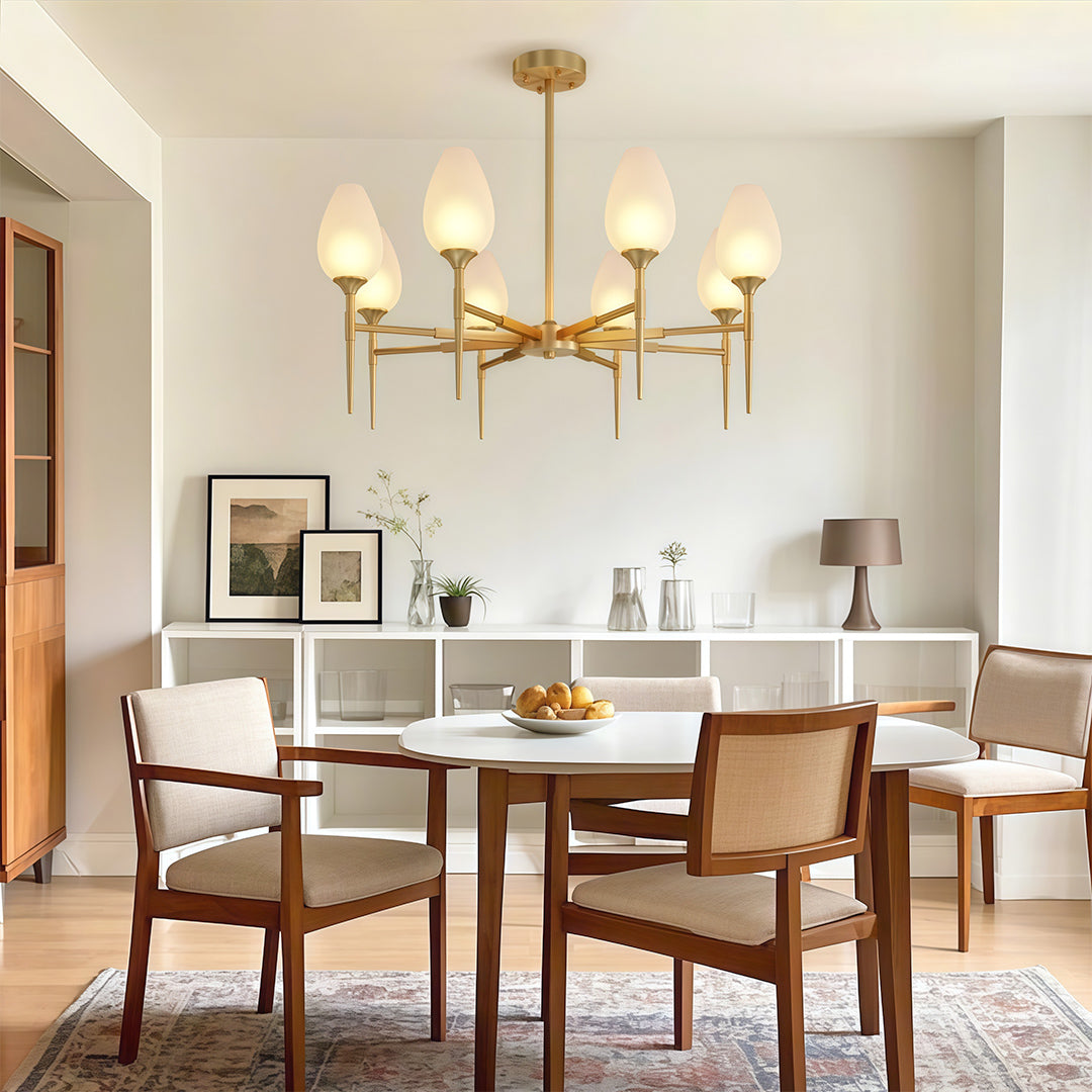 Modern Brass Glass Chandelier - Minimalist Ceiling Light