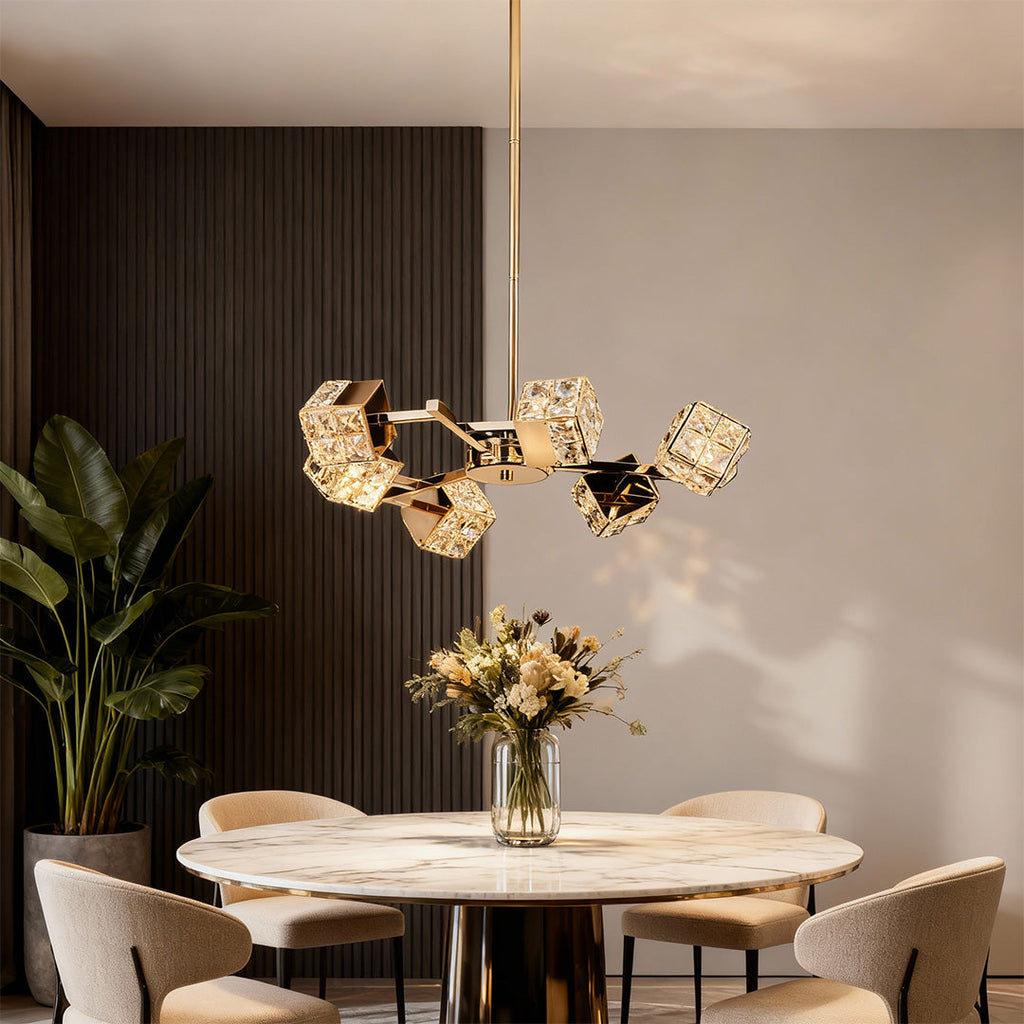 Modern Crystal Cube Ceiling Chandelier