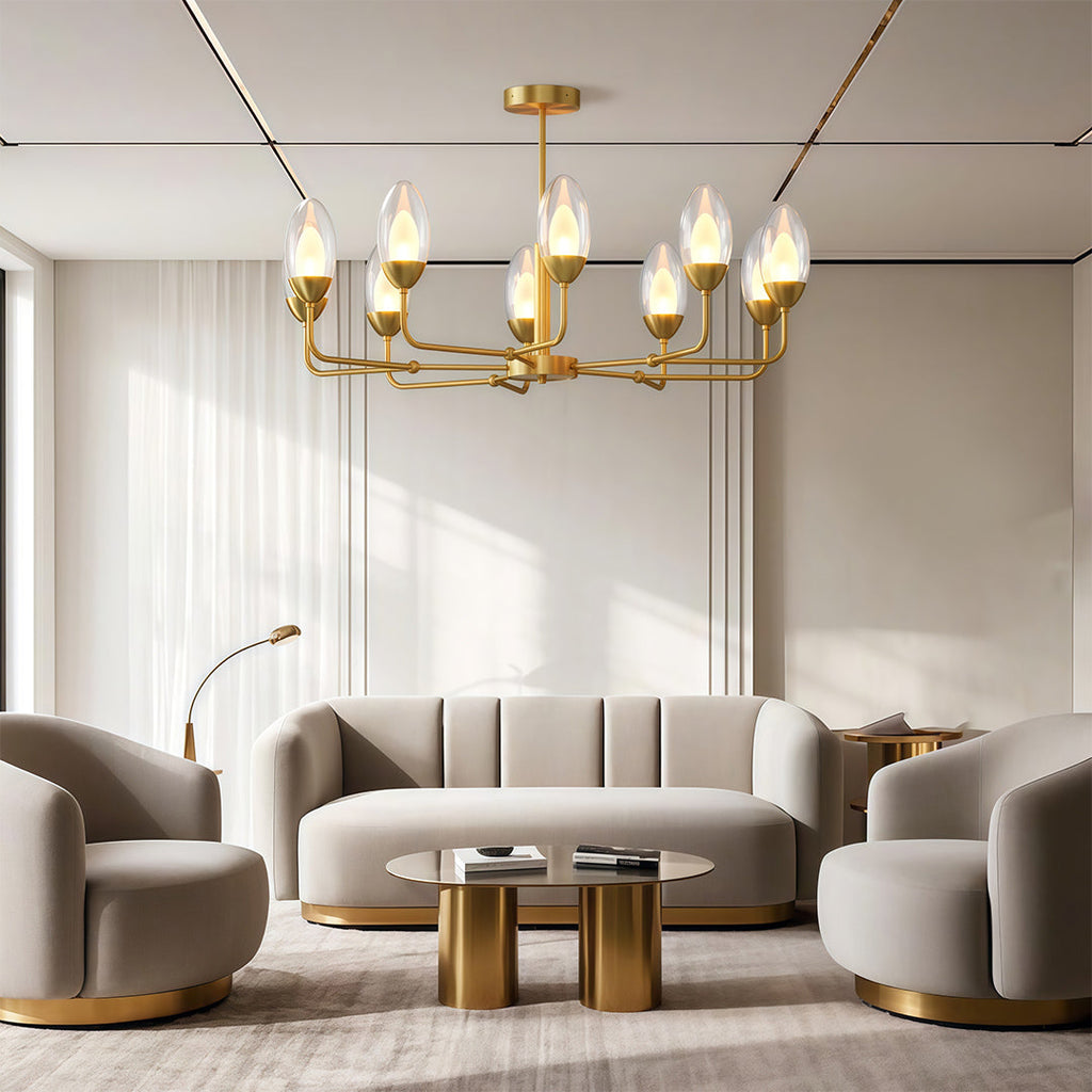 Luxury Copper Minimalist Chandelier - Modern Ceiling Light