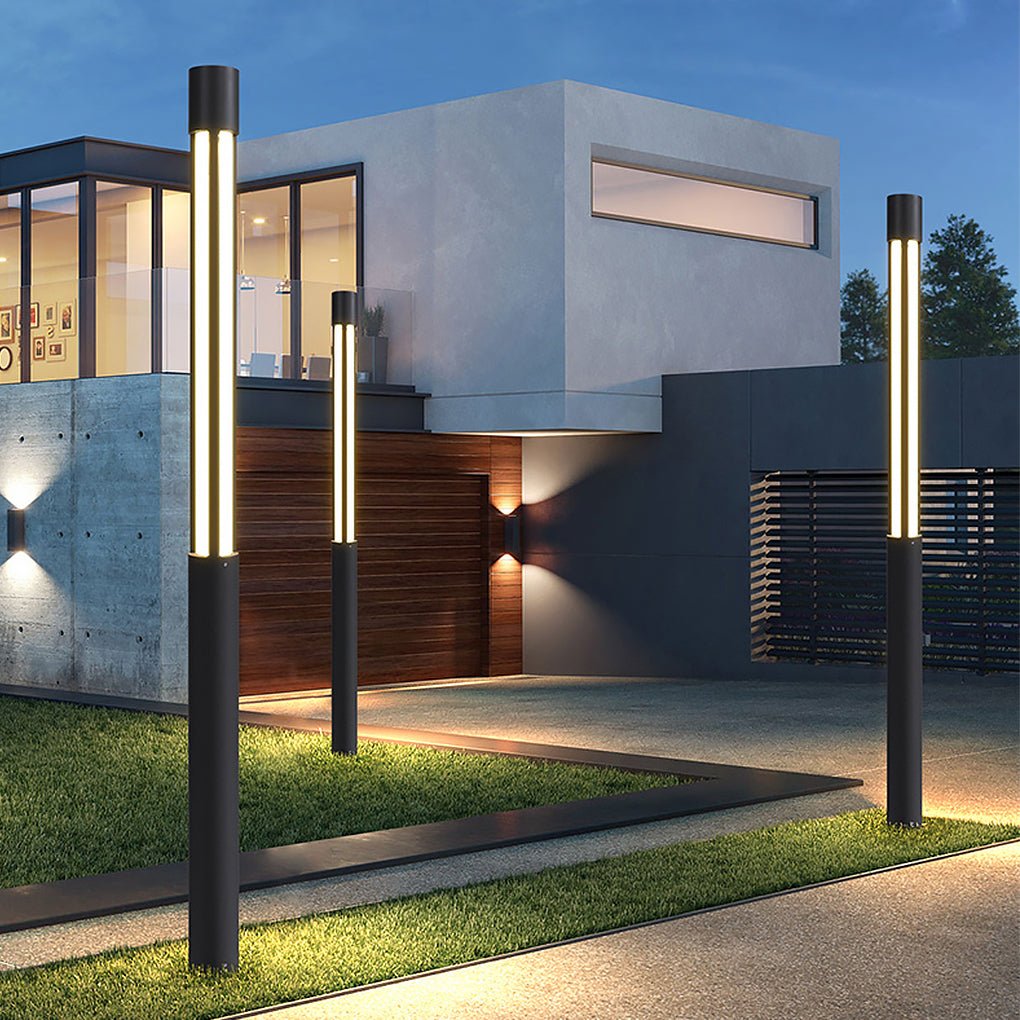 Modern Cylindrical LED Bollard Lights for Residential Landscaping