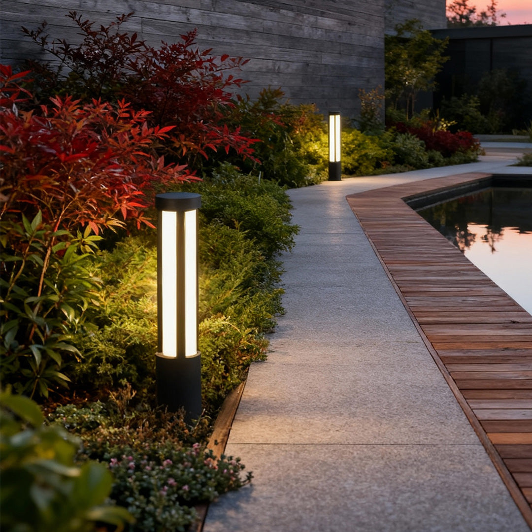 Modern Cylindrical LED Bollard Lights for Residential Landscaping