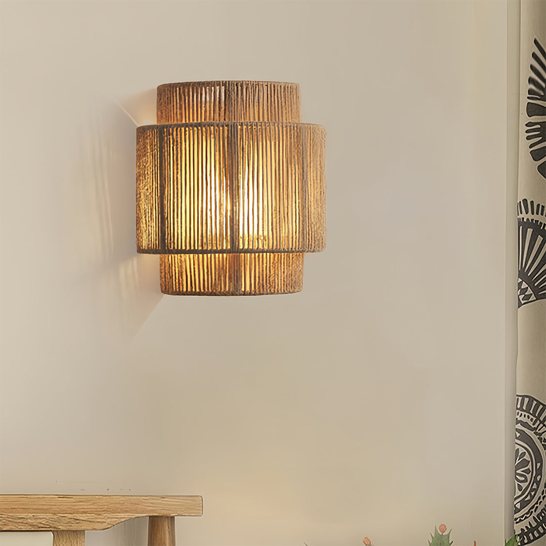 Premium Wabi Sabi Hemp Rope Wall Sconce - Japanese-Inspired Lighting