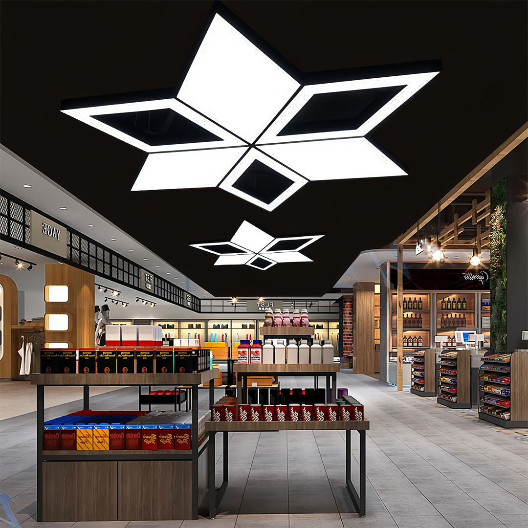Contemporary Black LED Multi-Diamond Chandelier Ceiling Light