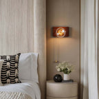 Mid-Century Modern Walnut and Brass Wall Light