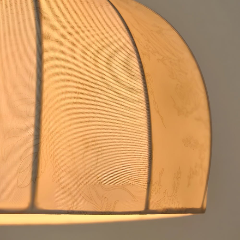 Vintage Brass Dome Table Lamp with Fabric Shade and Pull Chain