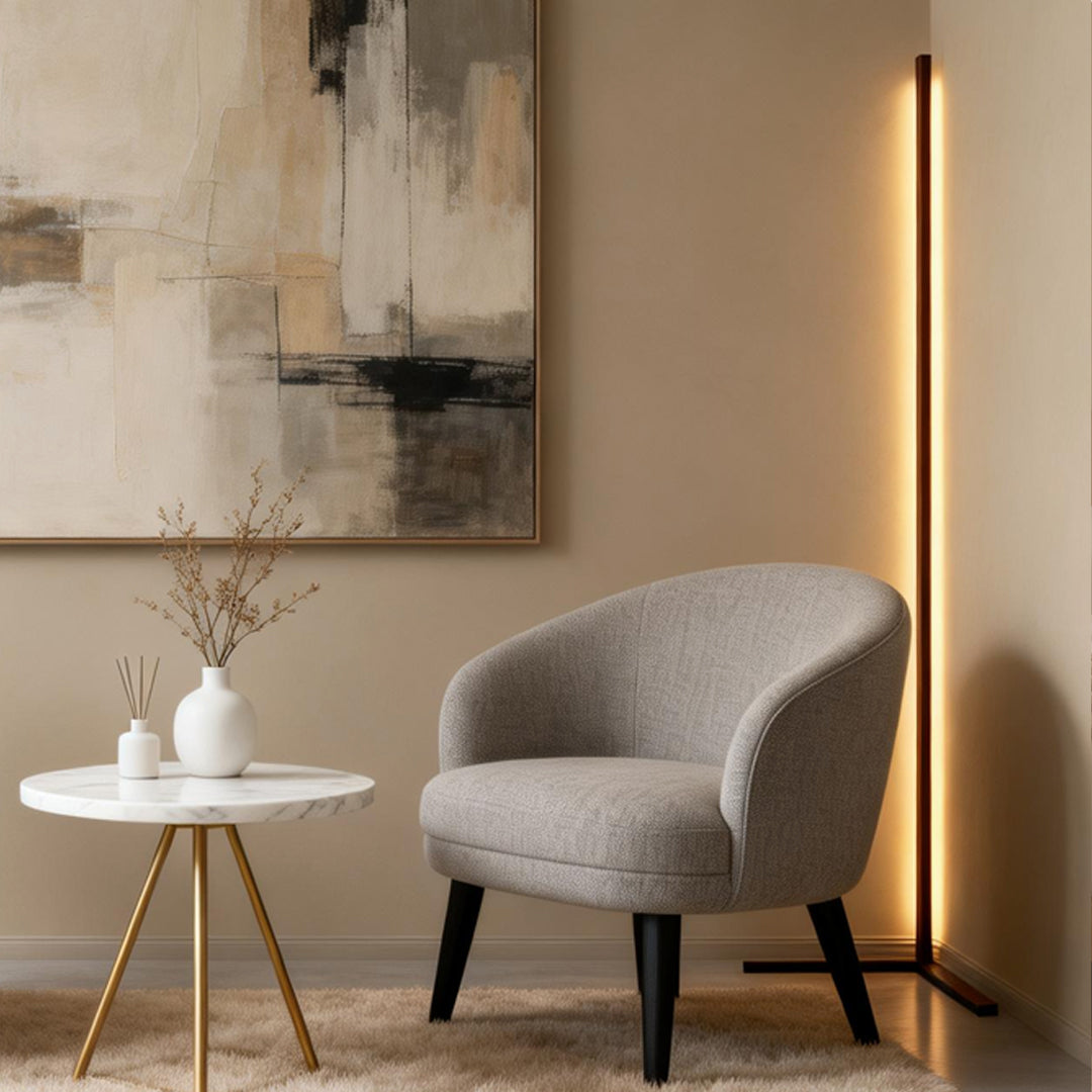 Modern Black LED RGB Corner Floor Lamp - Minimalist Design